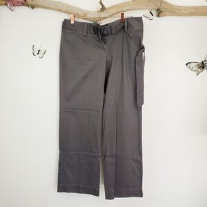 Elle wide leg twill pants with belt dark gray